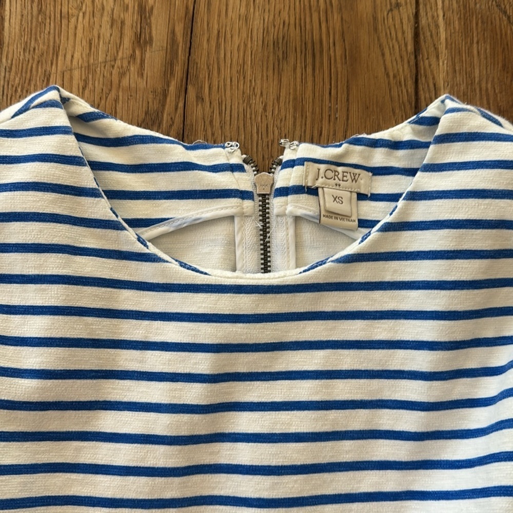 J. Crew Blue and White Striped Sleeveless Midi Dress - Picture 3 of 6